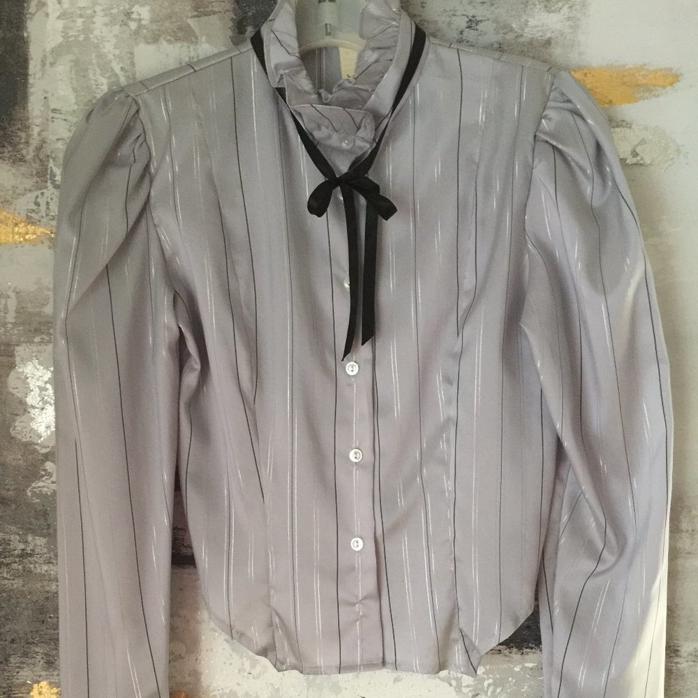 Vintage 70's Silky High ruffle neck Blouse